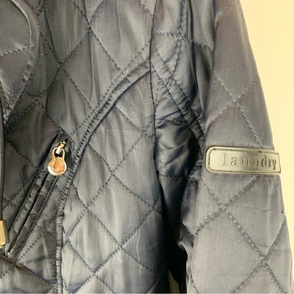 Laundry by Shelli Segal Black Puffer Coat Removable Hood Cheetah Lining sz XS - Picture 11 of 14